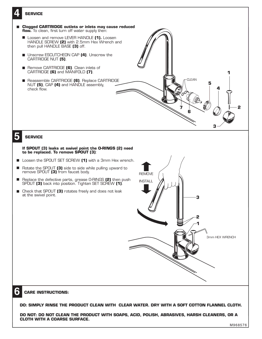 American Standard 4332.400.XXX, 4332.001.XXX installation instructions Service, Cartridge NUT 