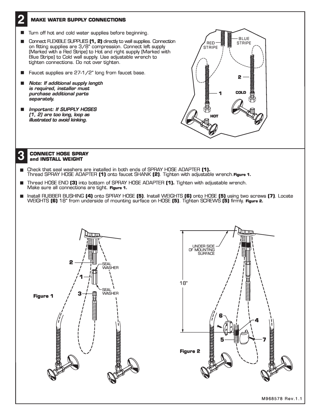 American Standard 4332.100.XXX Make Water Supply Connections, CONNECT HOSE SPRAY and INSTALL WEIGHT 