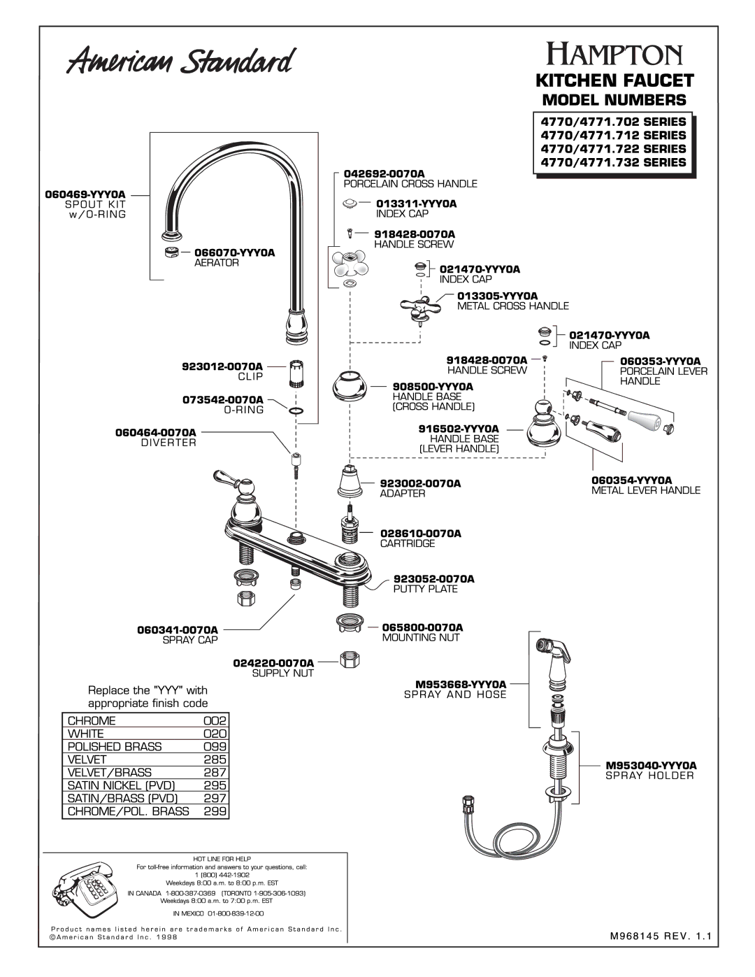 American Standard 4770/4771.722 Series, 4770/4771.712 Series, 4770/4771.732 Series, 4770/4771.702 Series manual 