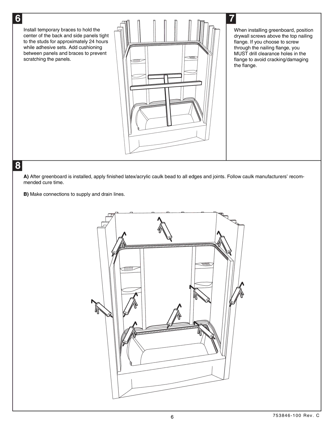 American Standard 5030.LBW, Rope Twist Bath Walls installation instructions 753846 100 Rev . C 