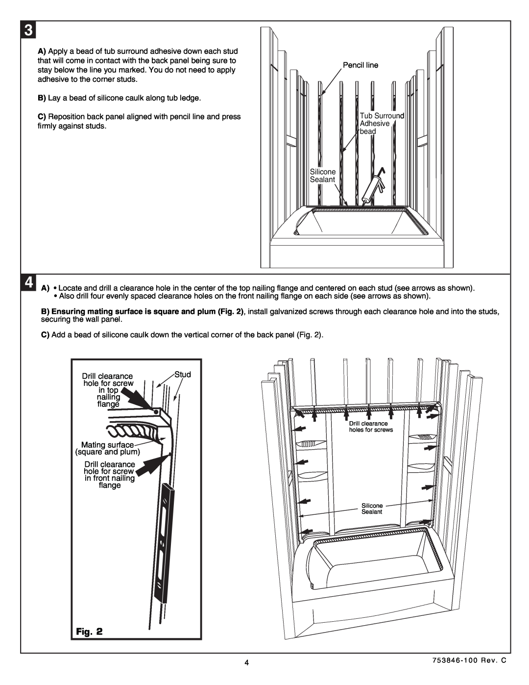 American Standard 5030.LBW installation instructions BLay a bead of silicone caulk along tub ledge 