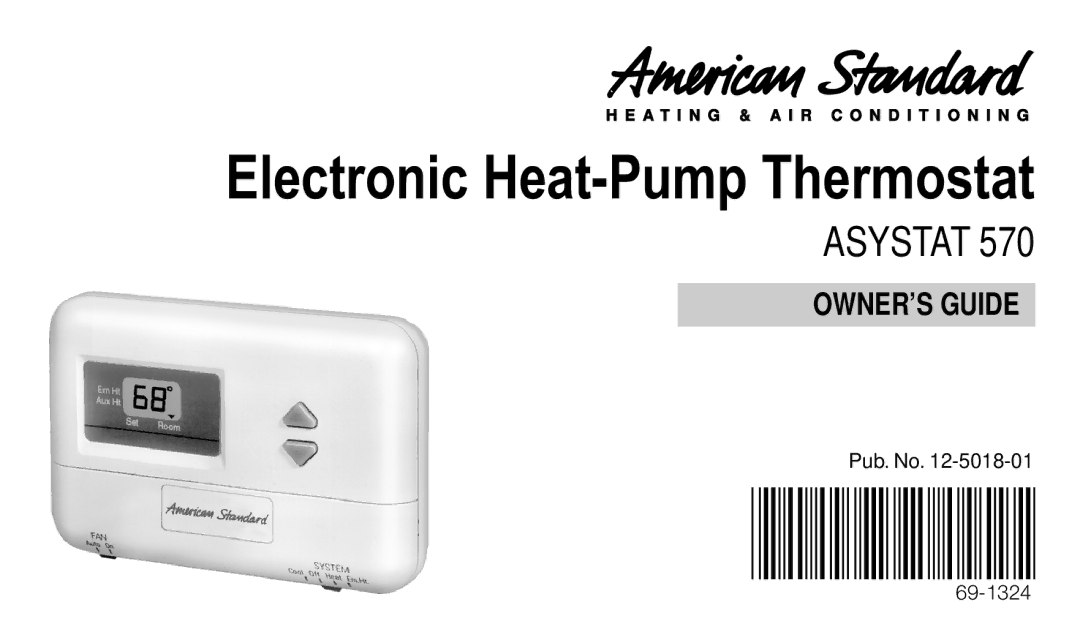 American Standard 570 manual Electronic Heat-Pump Thermostat 