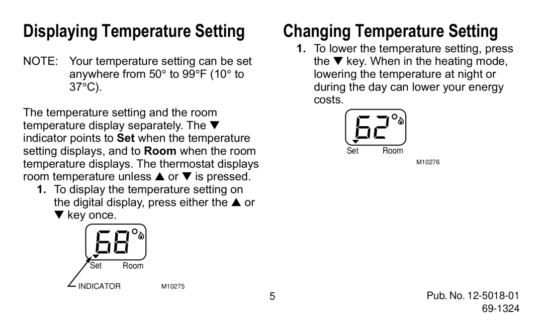 American Standard 570 manual Displaying Temperature Setting, Changing Temperature Setting 