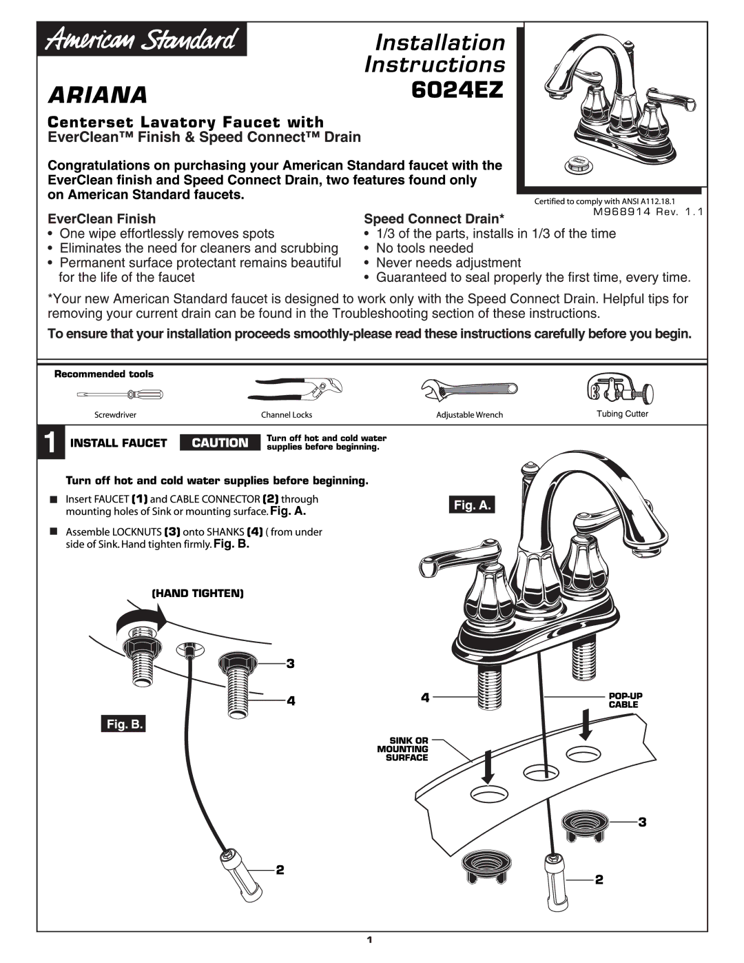 American Standard 6024EZ manual 