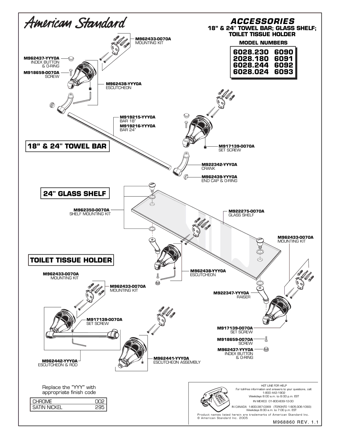 American Standard 6028.244, 6028.024, 2028.180, 6028.230, 6091, 6092, 6090, 6093 installation instructions Model Numbers 