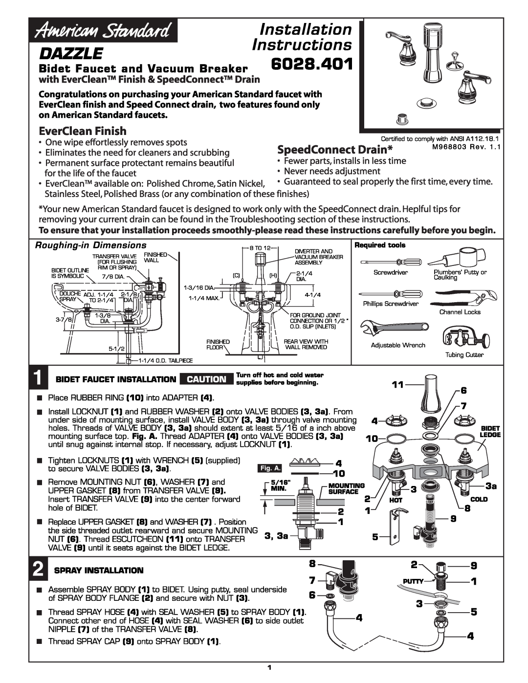 American Standard 6028.401 manual 