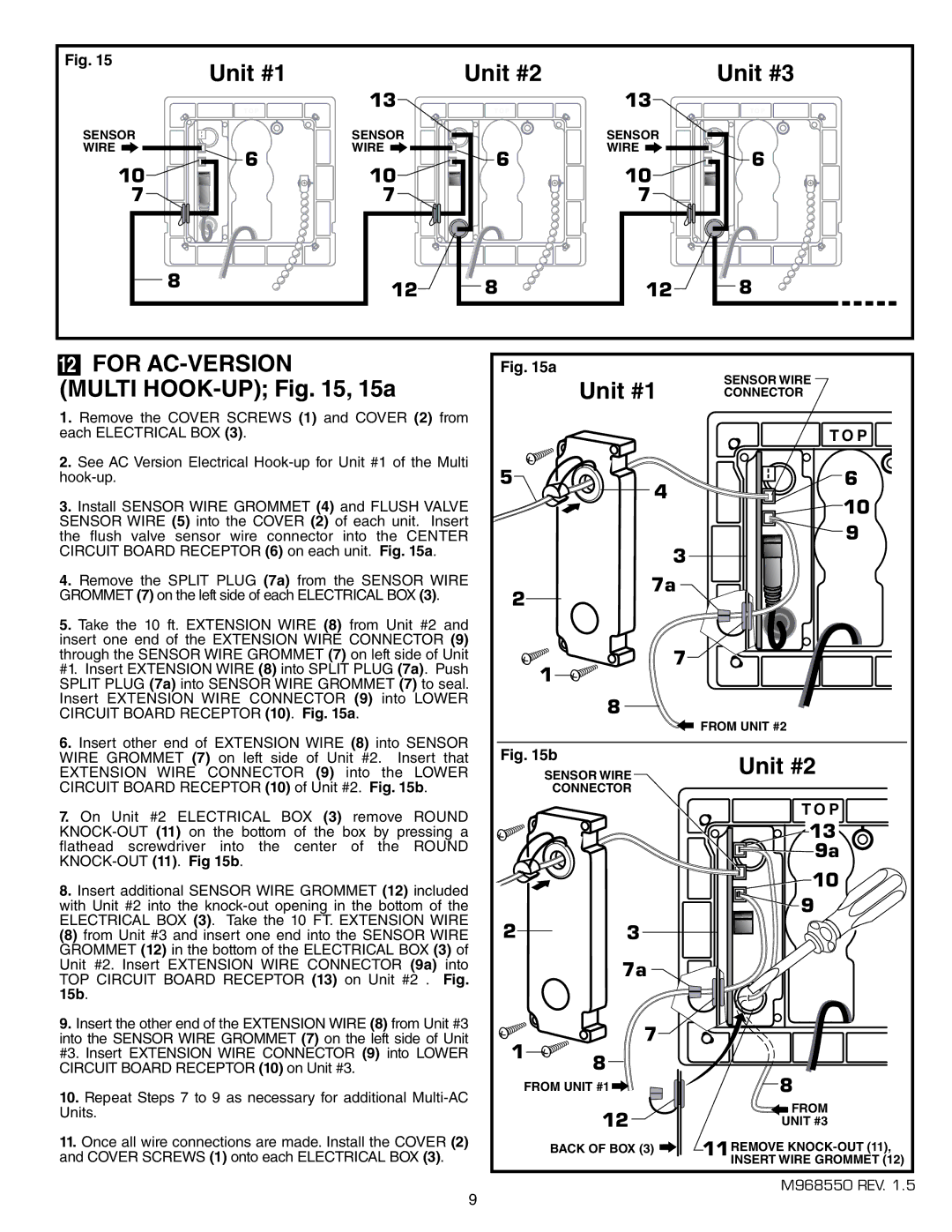 American Standard 6068.22X, 6067.22X, 6065.22X, 6065.26X Unit #1, Unit #2, Unit #3, For AC-VERSION, Multi HOOK-UP , 15a 