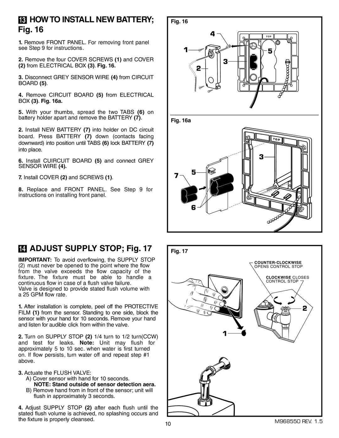 American Standard 6067.26X Adjust Supply Stop Fig, Remove Front PANEL. For removing front panel, See for instructions 