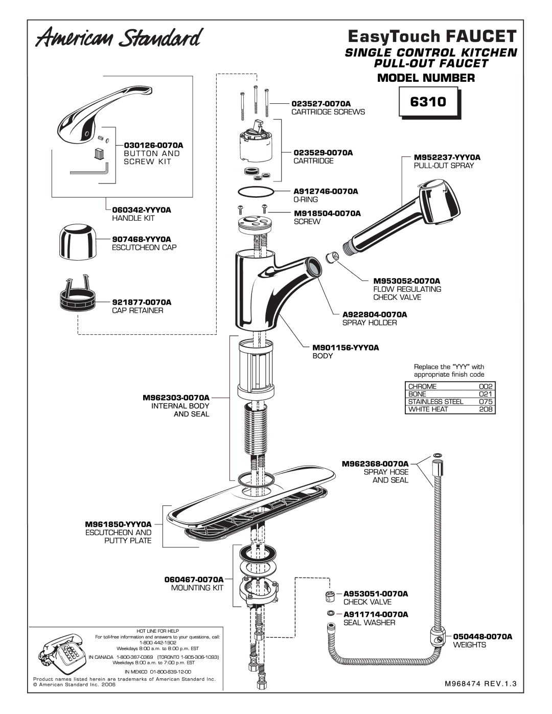 American Standard 6310 manual 