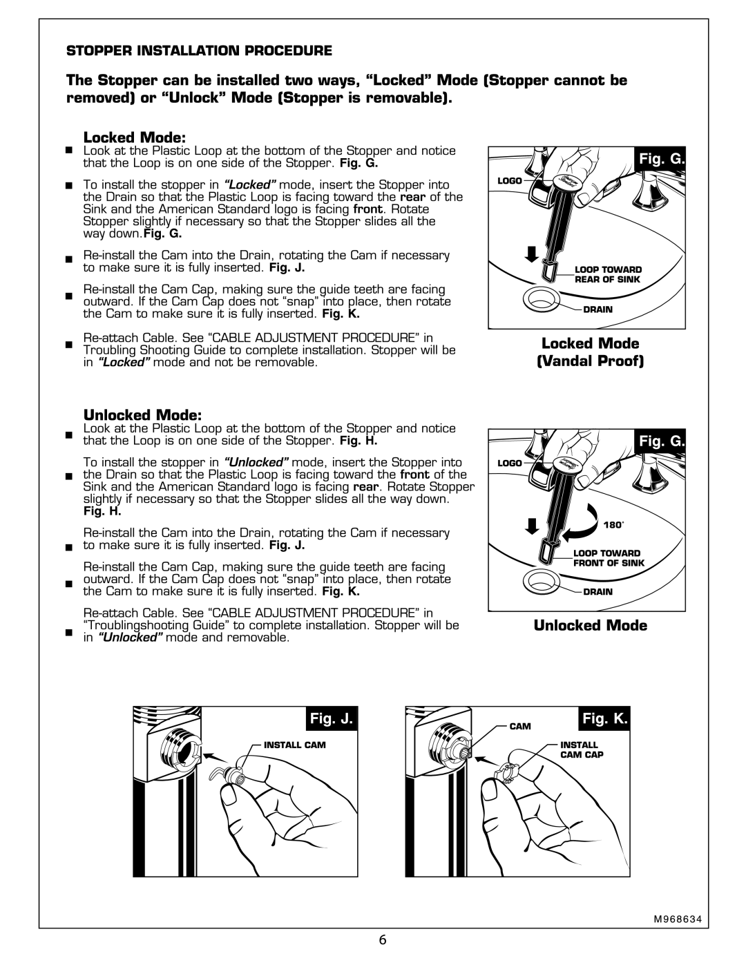 American Standard 7005.801 manual 