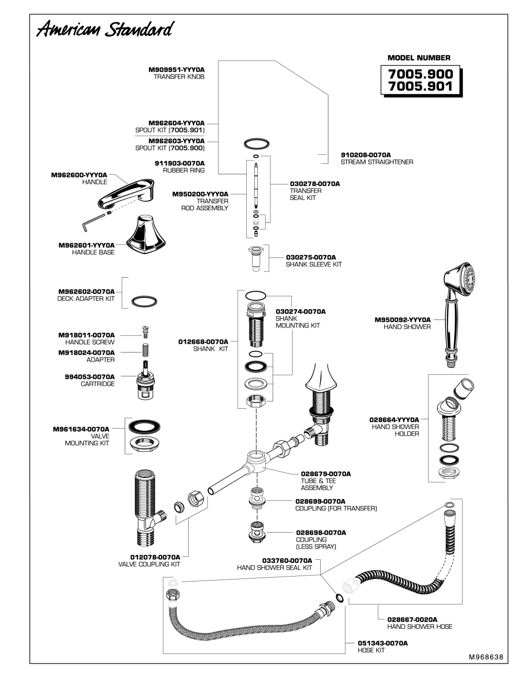American Standard 7005.901, 7005.900 manual 