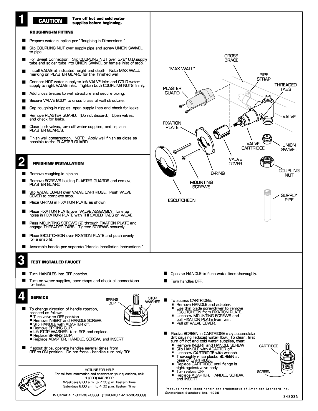 American Standard 7006, 7000 installation instructions Cross 