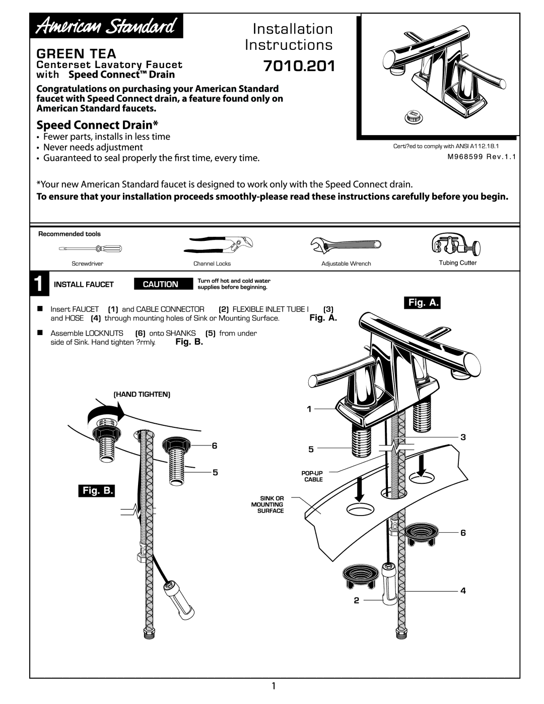 American Standard 7010.201 manual 