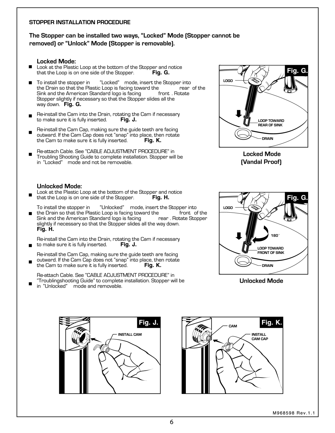 American Standard 7010.801 manual 