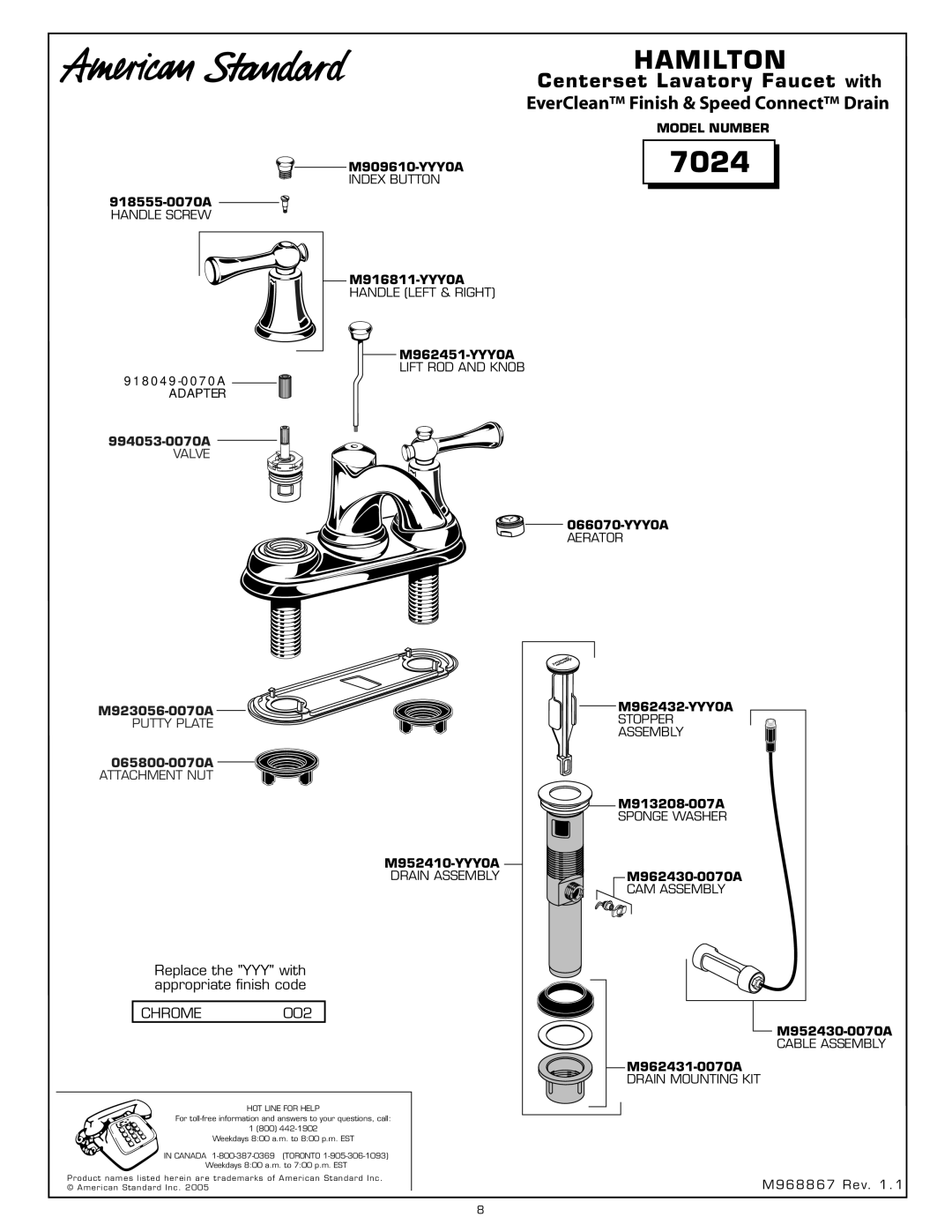 American Standard 7024 installation instructions 