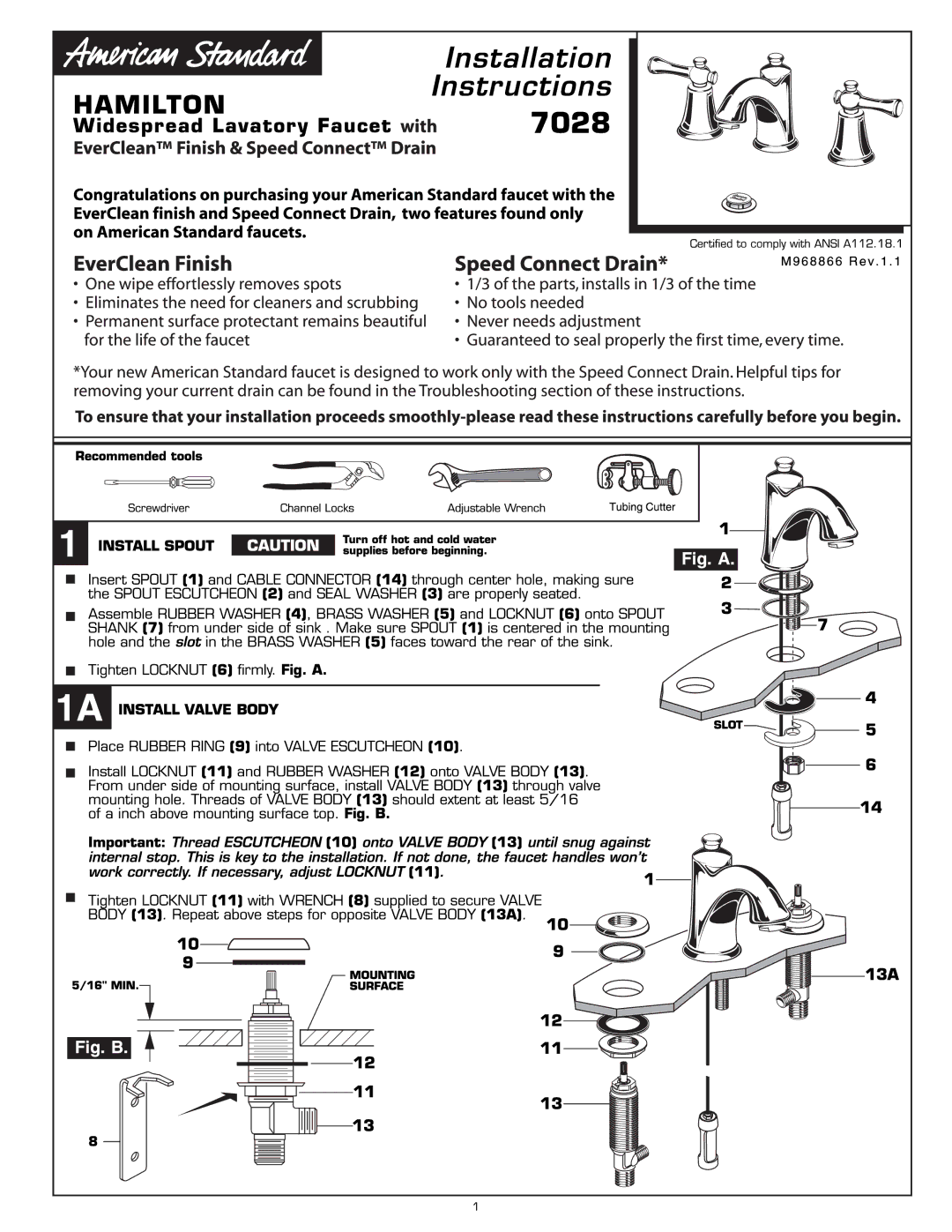 American Standard 7028 manual 