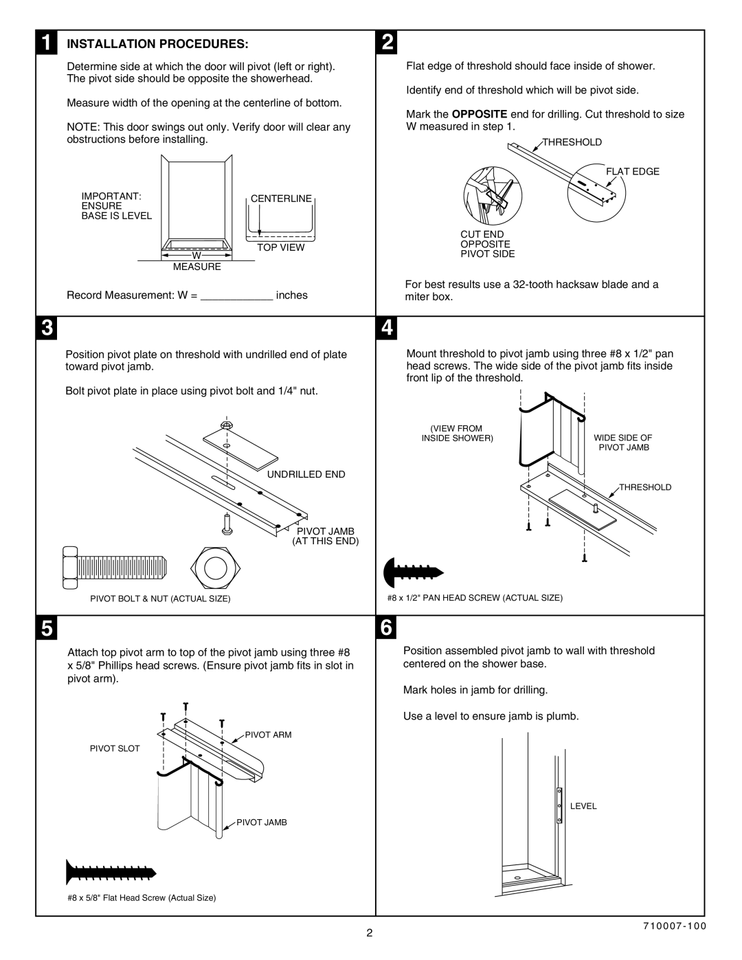 American Standard 710007-100 owner manual Installation Procedures, Measured in step Obstructions before installing 