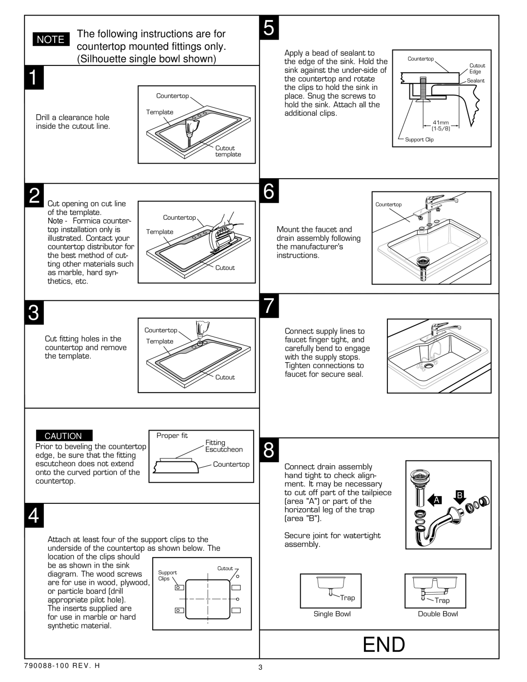 American Standard 7182.001, 7182.803, 7182.000 installation instructions End 