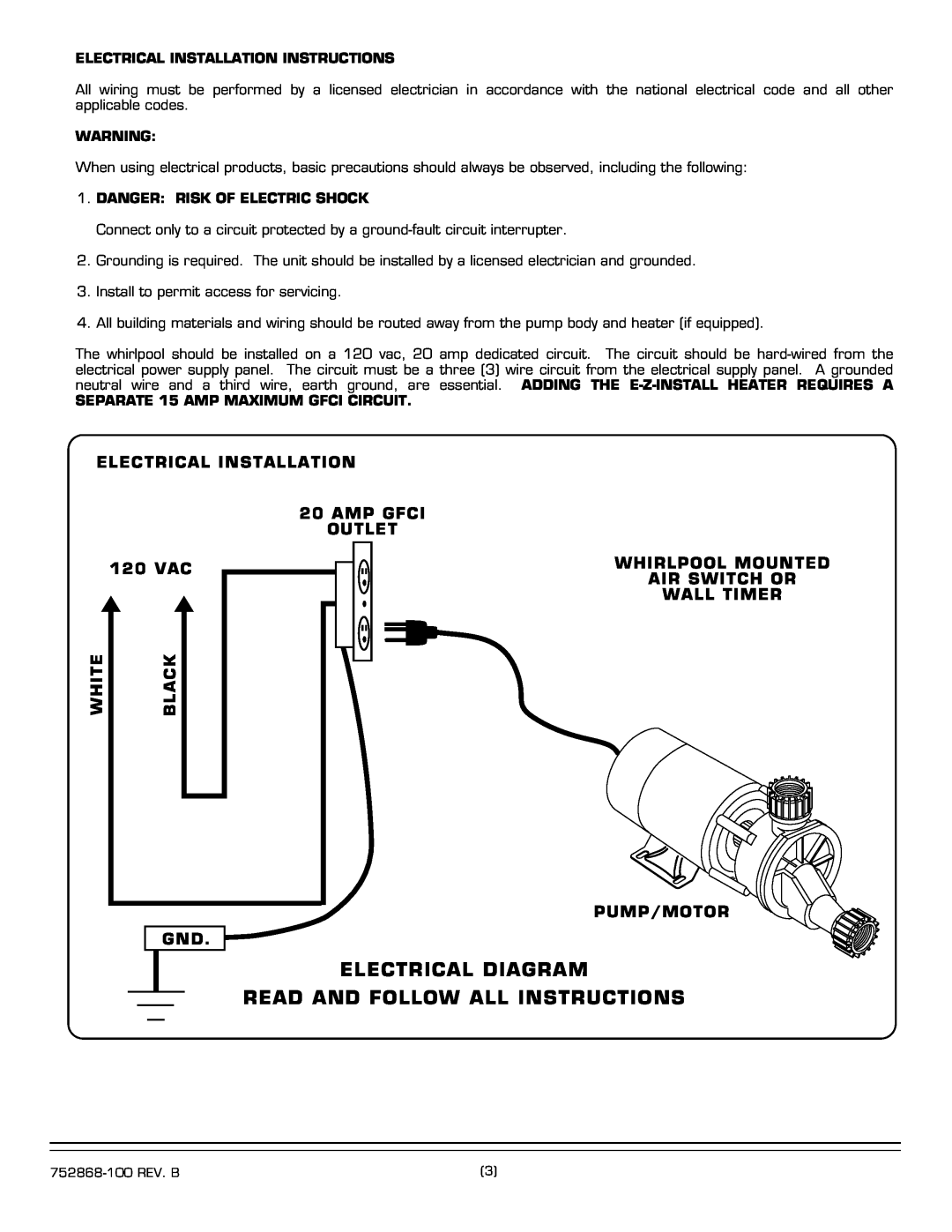 American Standard 7242E installation instructions Electrical Diagram, Read And Follow All Instructions 