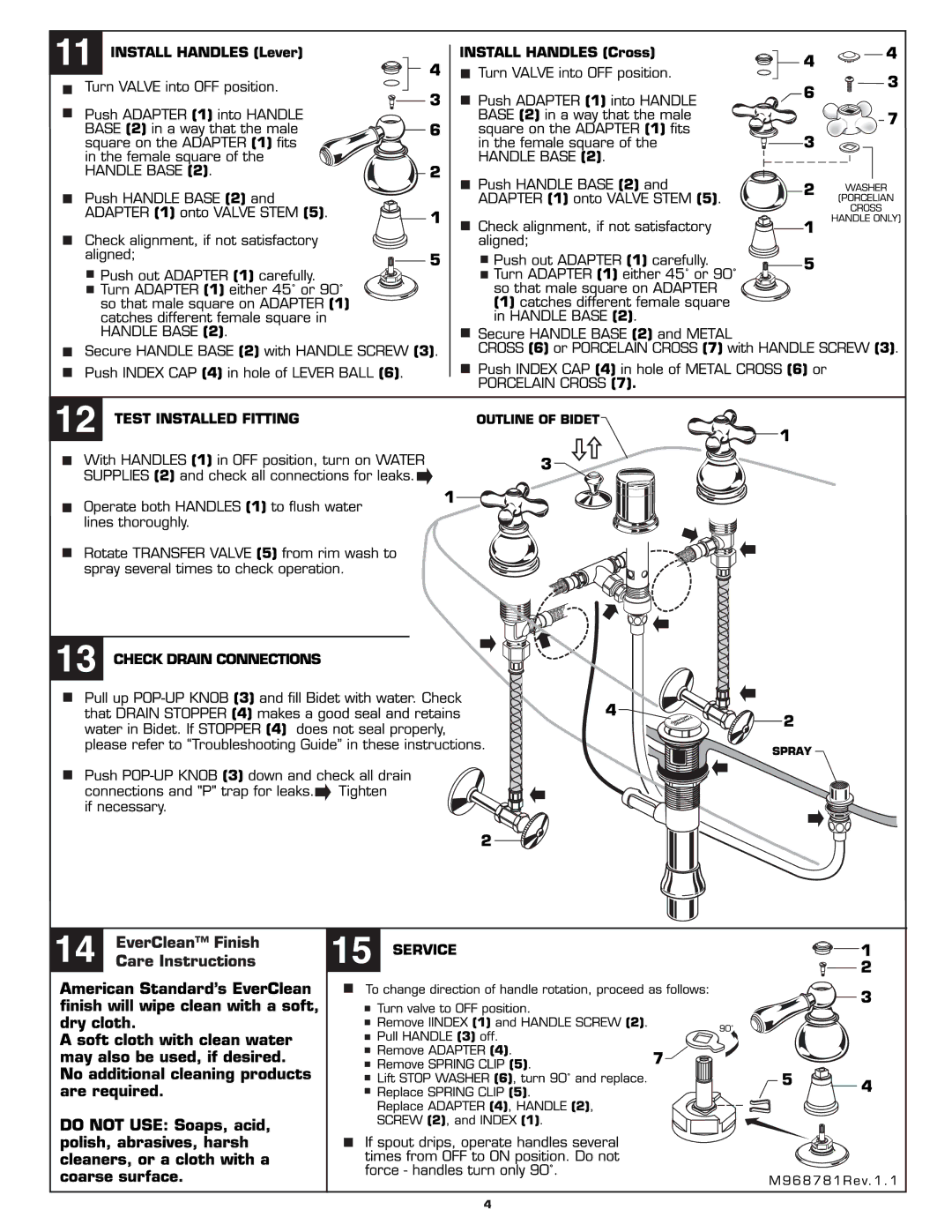 American Standard 7390.733, 7390.713, 7390.723, 7390.703 manual 