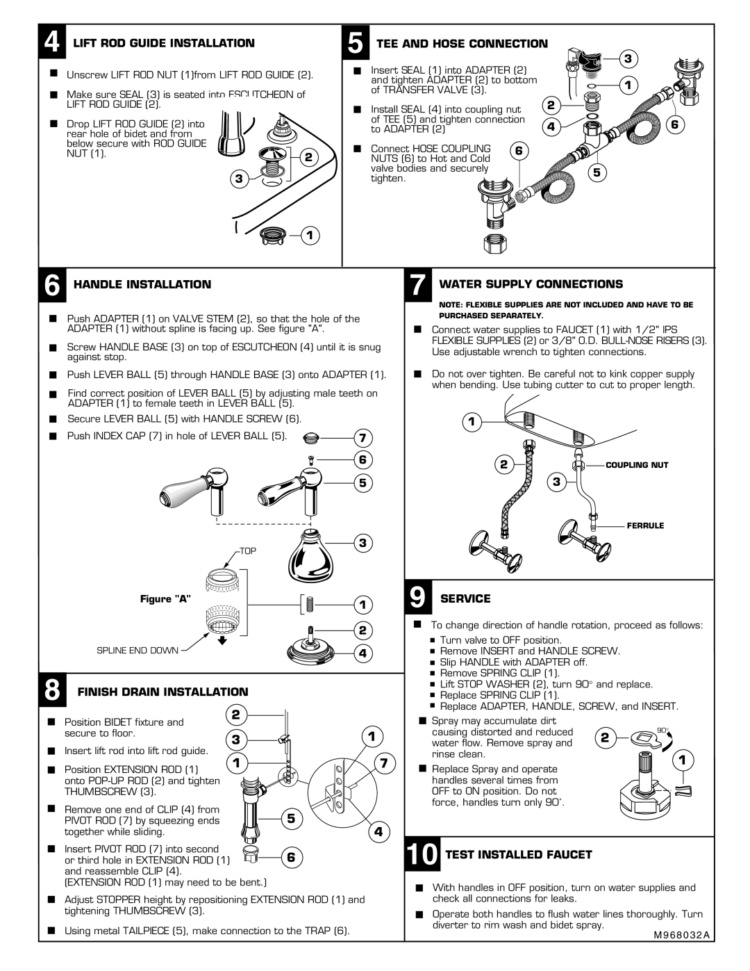 American Standard 7391.229, 7391.224 installation instructions Lift Rod Guide Installation 