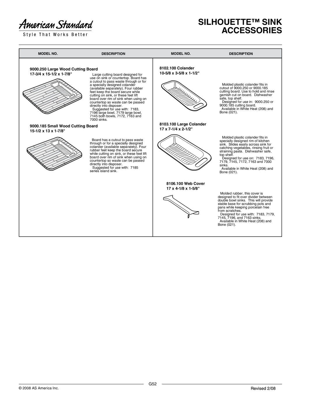 American Standard 7504.103 Silhouette Sink Accessories, Colander 10-5/8 x 3-5/8 x 1-1/2, Large Colander 17 x 7-1/4 x 2-1/2 