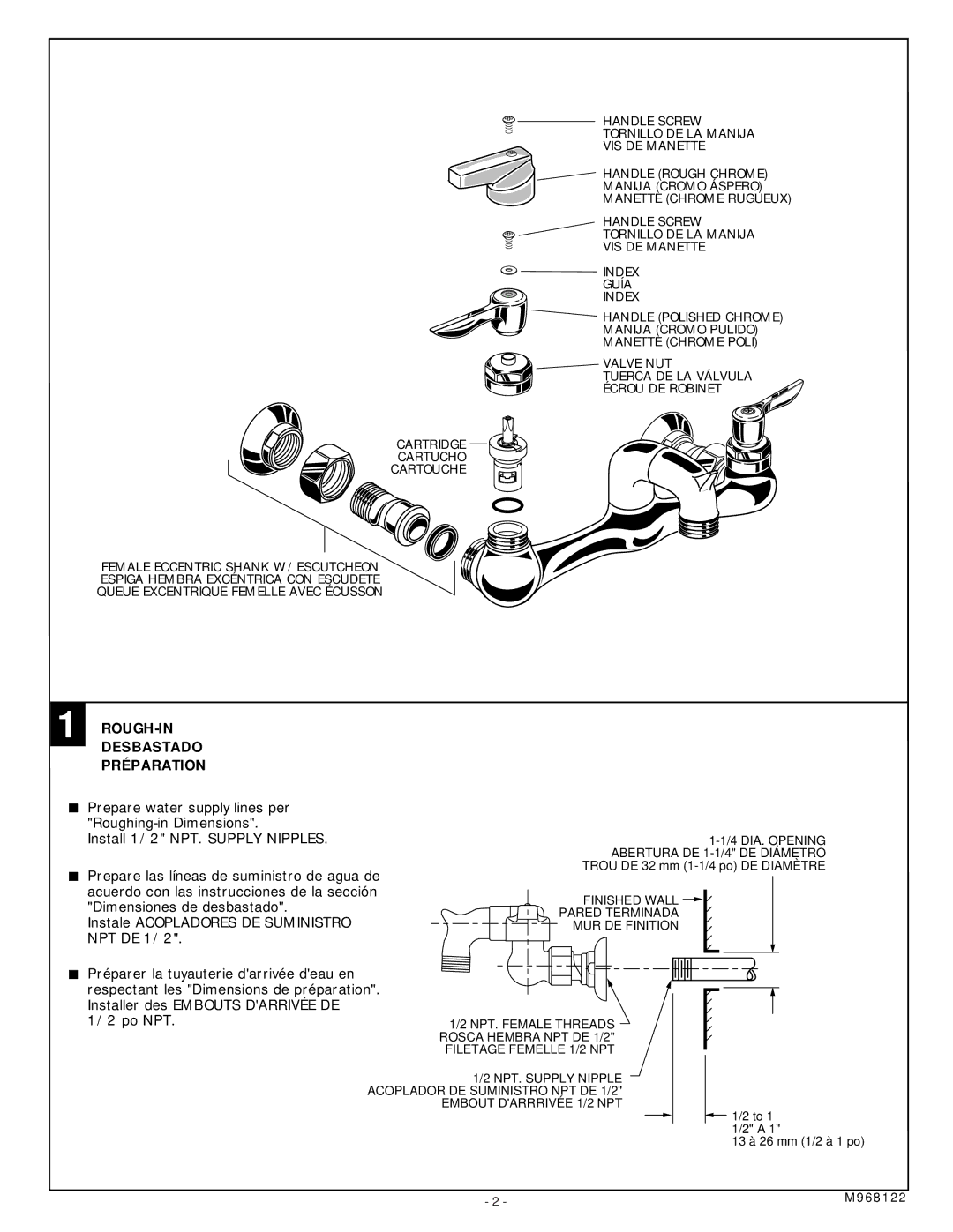 American Standard 8340.235.002, 8340.235.004 installation instructions ROUGH-IN Desbastado Préparation 