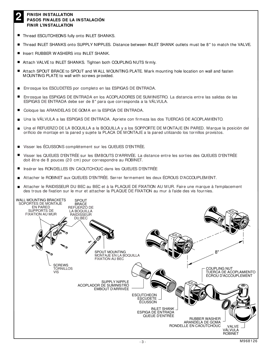 American Standard 8345.101, 8345.119 installation instructions Coupling NUT 