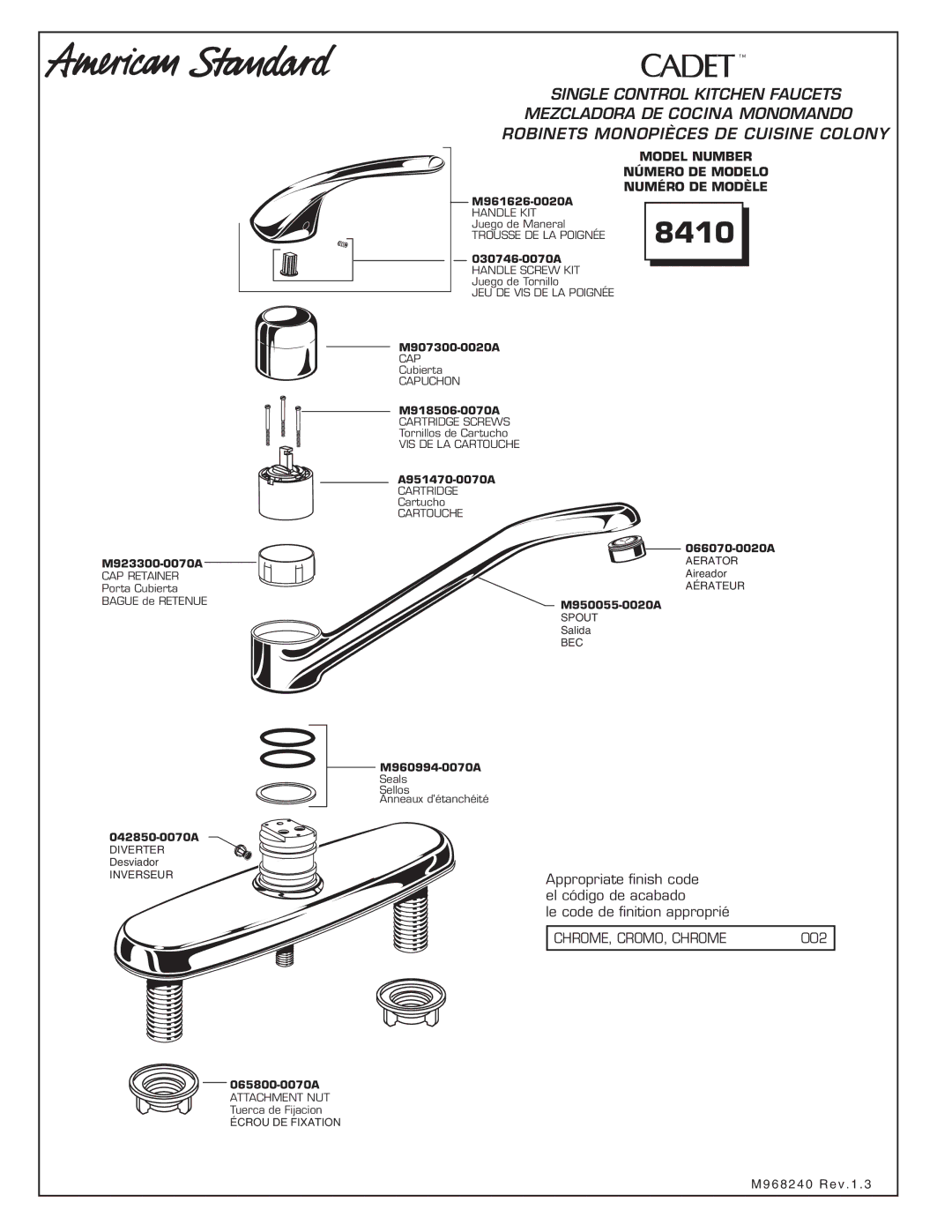 American Standard 8410 manual 