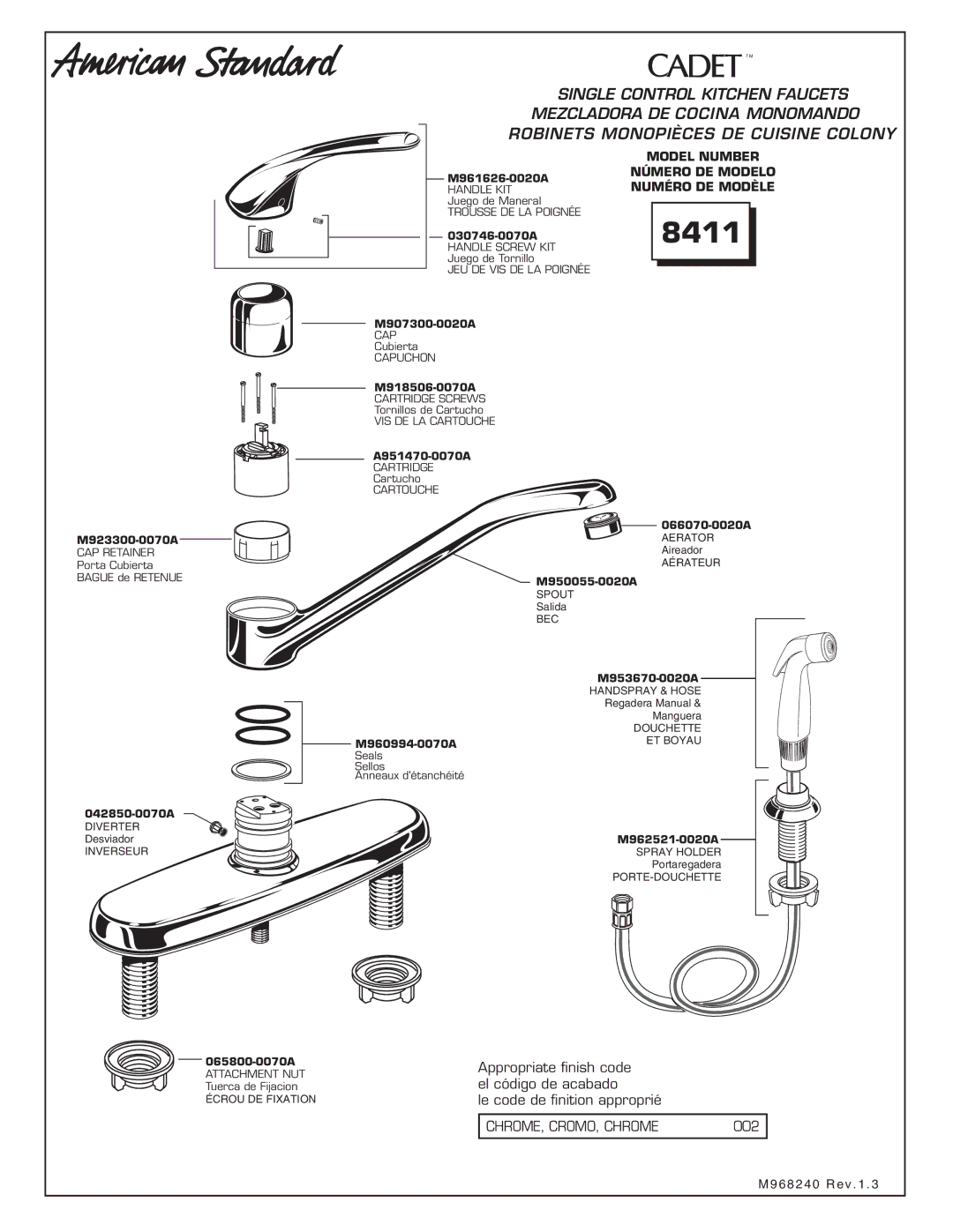 American Standard 8410 manual 8411 