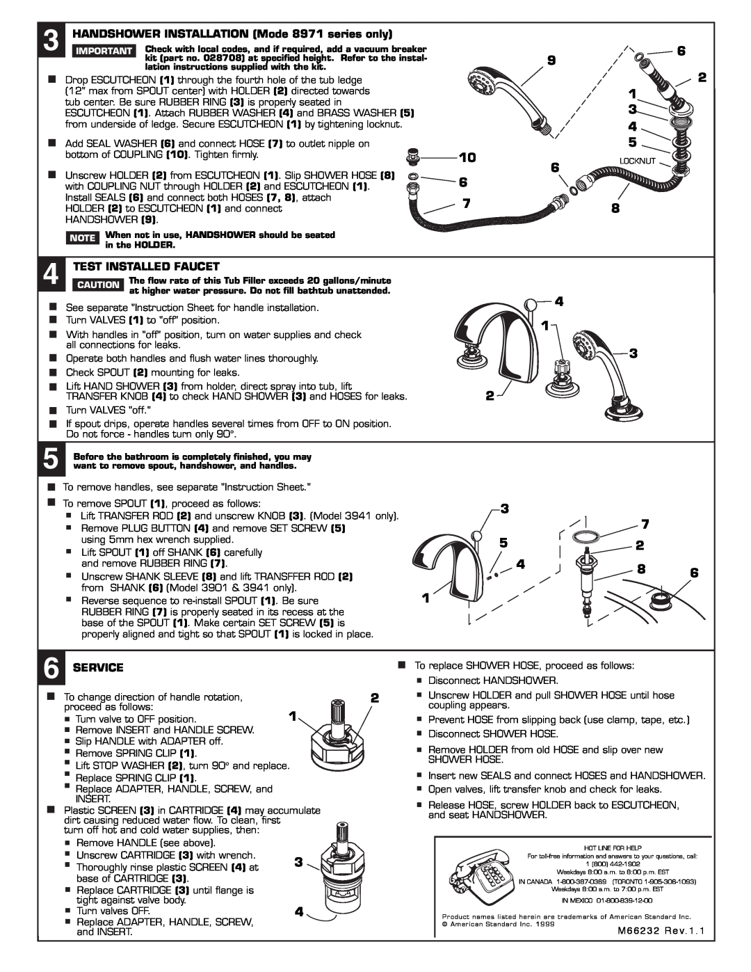 American Standard 8971 Series, 8970 Series installation instructions 