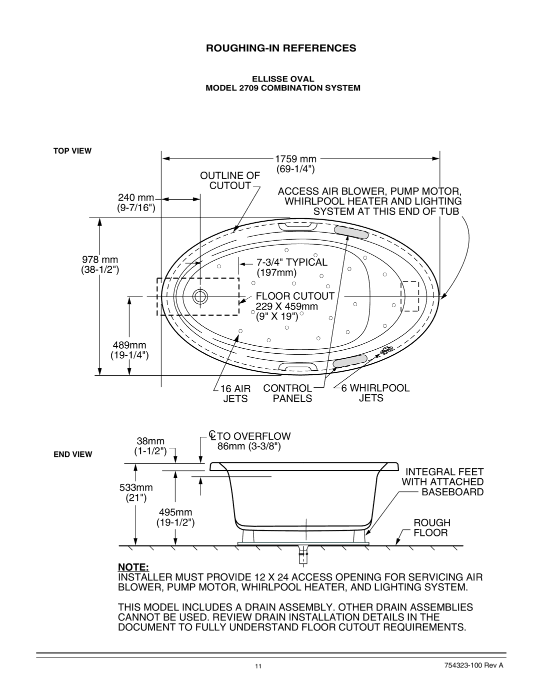 American Standard 754323-100 Rev A, American Standard bath manual ROUGHING-IN References 