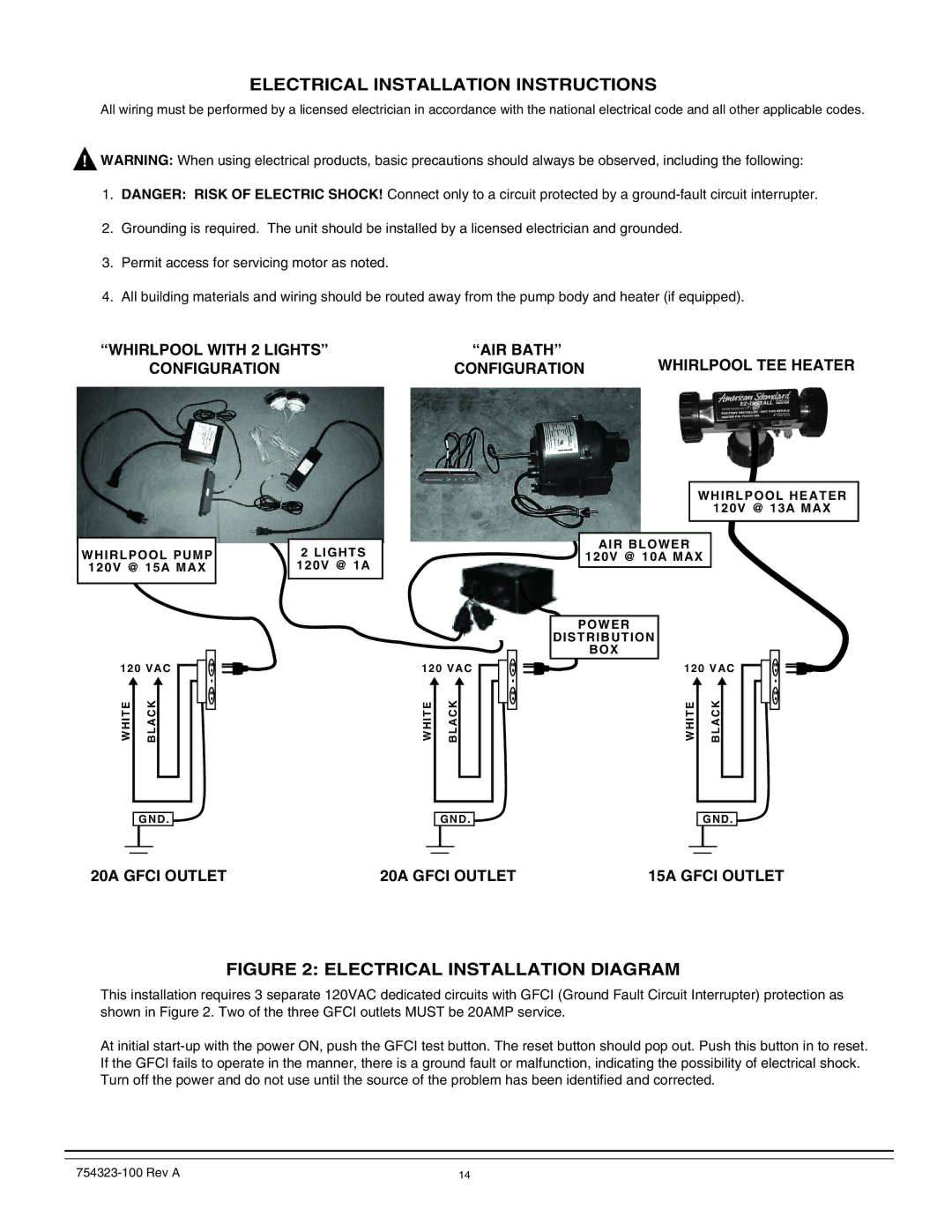 American Standard American Standard bath, 754323-100 Rev A manual Electrical Installation Diagram 