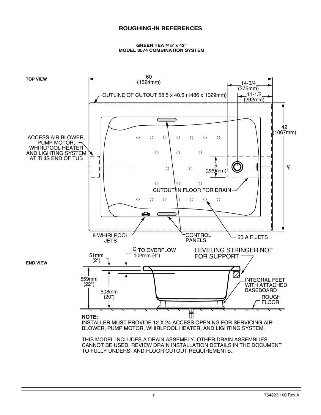 American Standard 754323-100 Rev A, American Standard bath manual Leveling Stringer not 