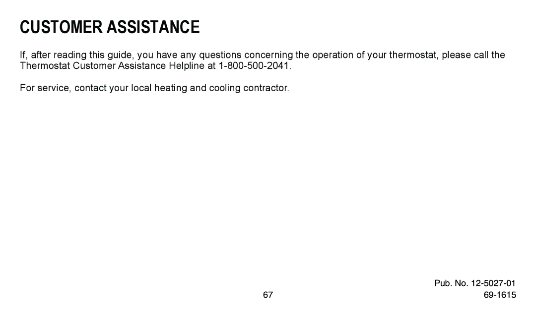 American Standard ASYSTAT302C, ASYSTAT300C manual Customer Assistance 