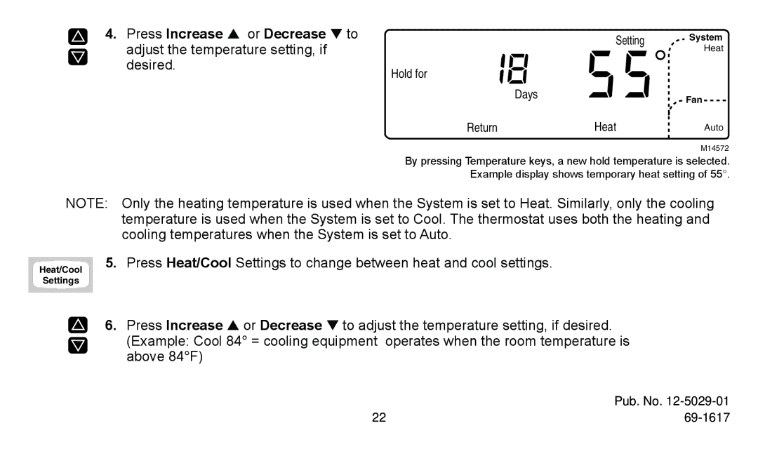 American Standard ASYSTAT500C manual Hold for Setting System 