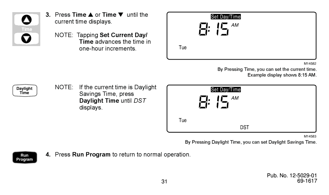 American Standard ASYSTAT500C manual One-hour increments, Press Run Program to return to normal operation 