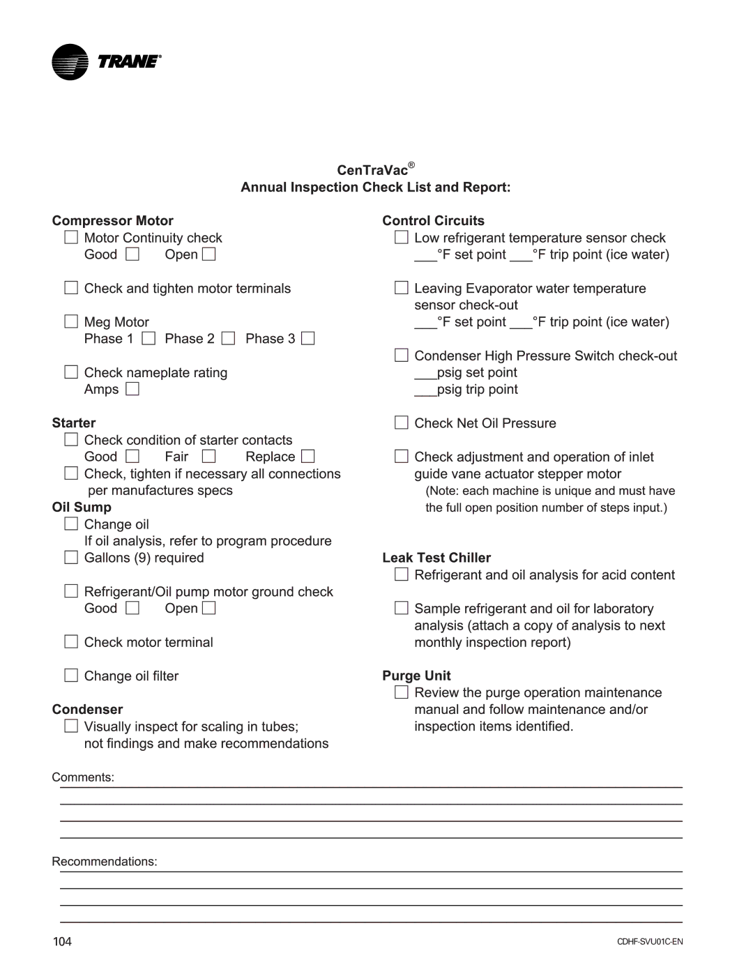 American Standard CH530 manual 104 