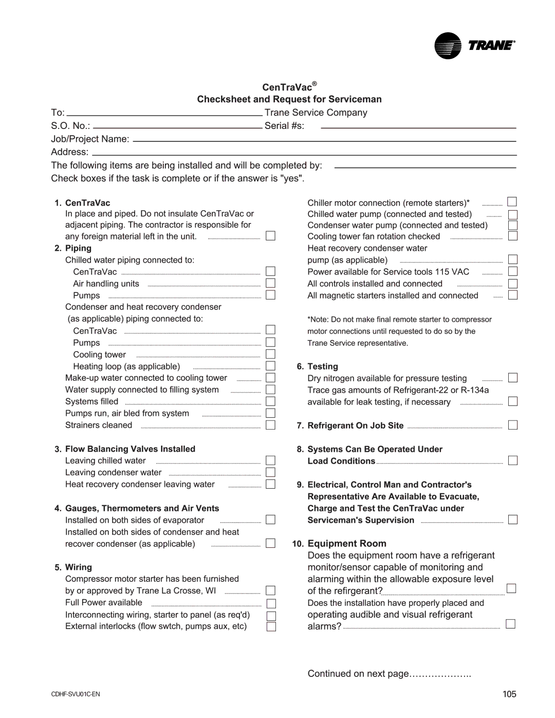 American Standard CH530 manual 105 