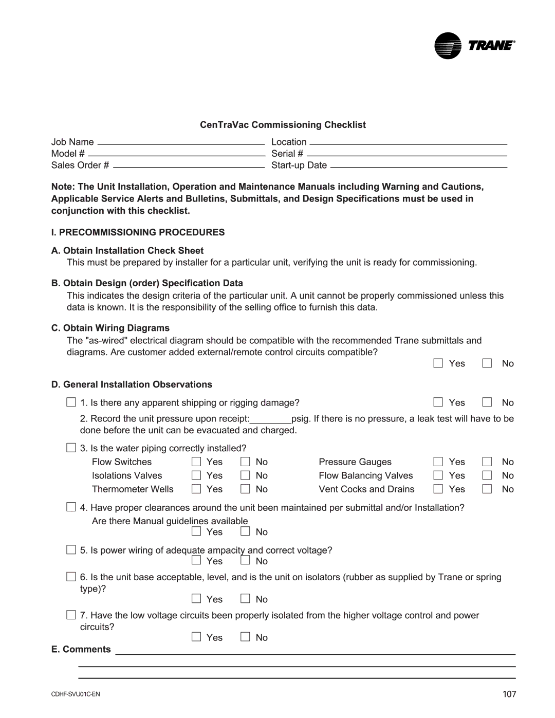 American Standard CH530 manual 107 