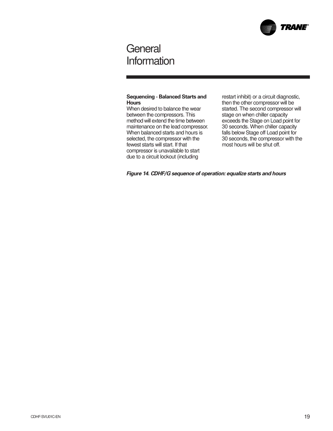 American Standard CH530 manual Sequencing Balanced Starts and Hours, CDHF/G sequence of operation equalize starts and hours 