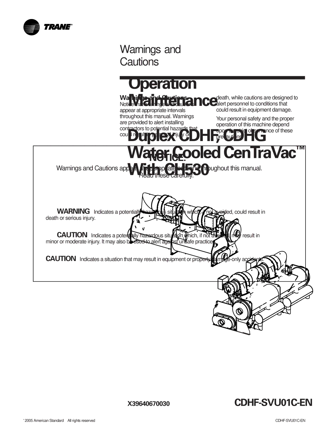 American Standard CH530 manual Read these carefully 