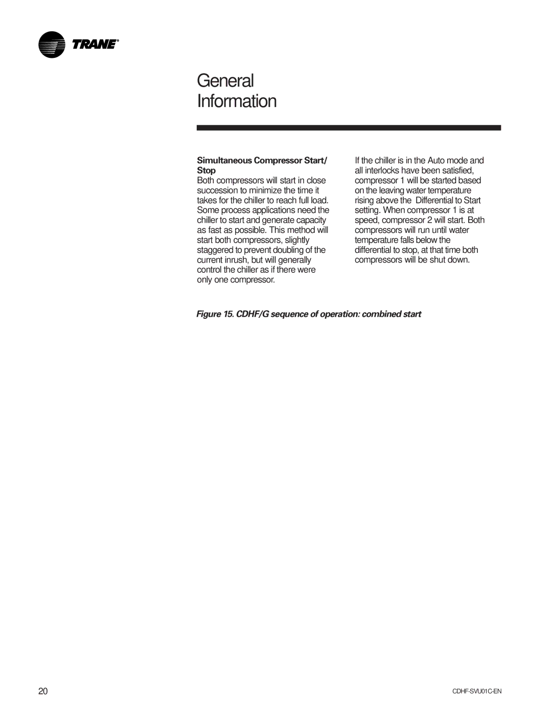 American Standard CH530 manual Simultaneous Compressor Start/ Stop, CDHF/G sequence of operation combined start 