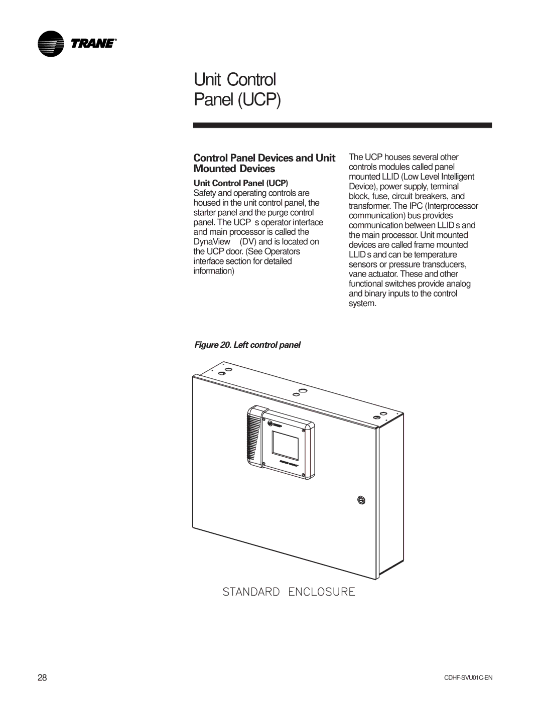 American Standard CH530 manual Unit Control Panel UCP, Control Panel Devices and Unit Mounted Devices 