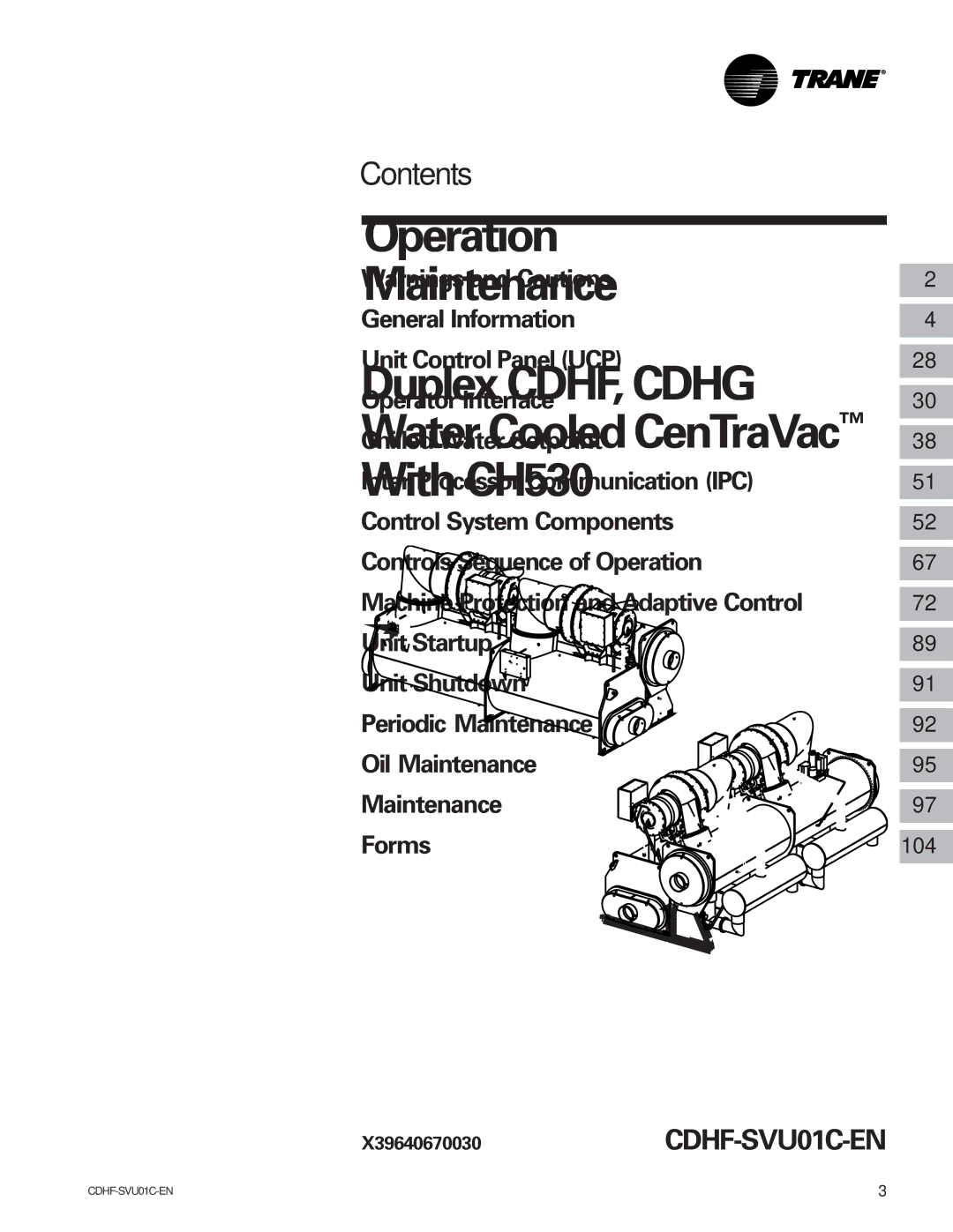 American Standard CH530 manual Contents 