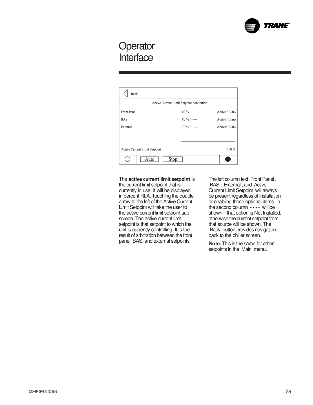 American Standard CH530 manual Operator Interface 