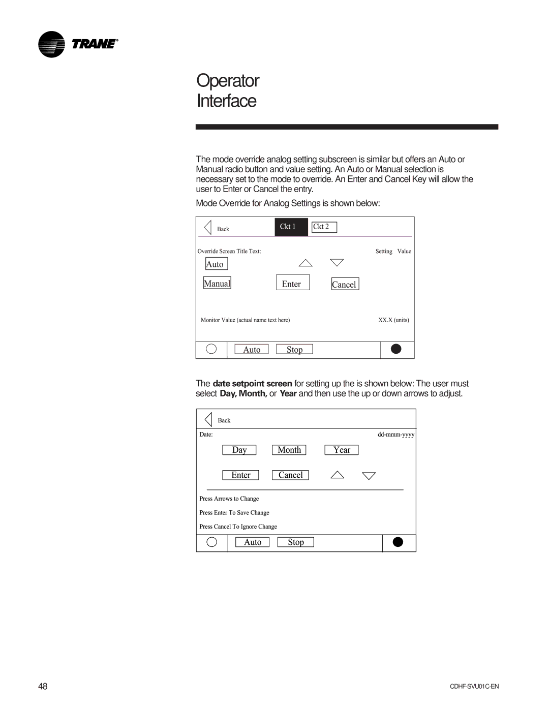 American Standard CH530 manual Operator Interface 