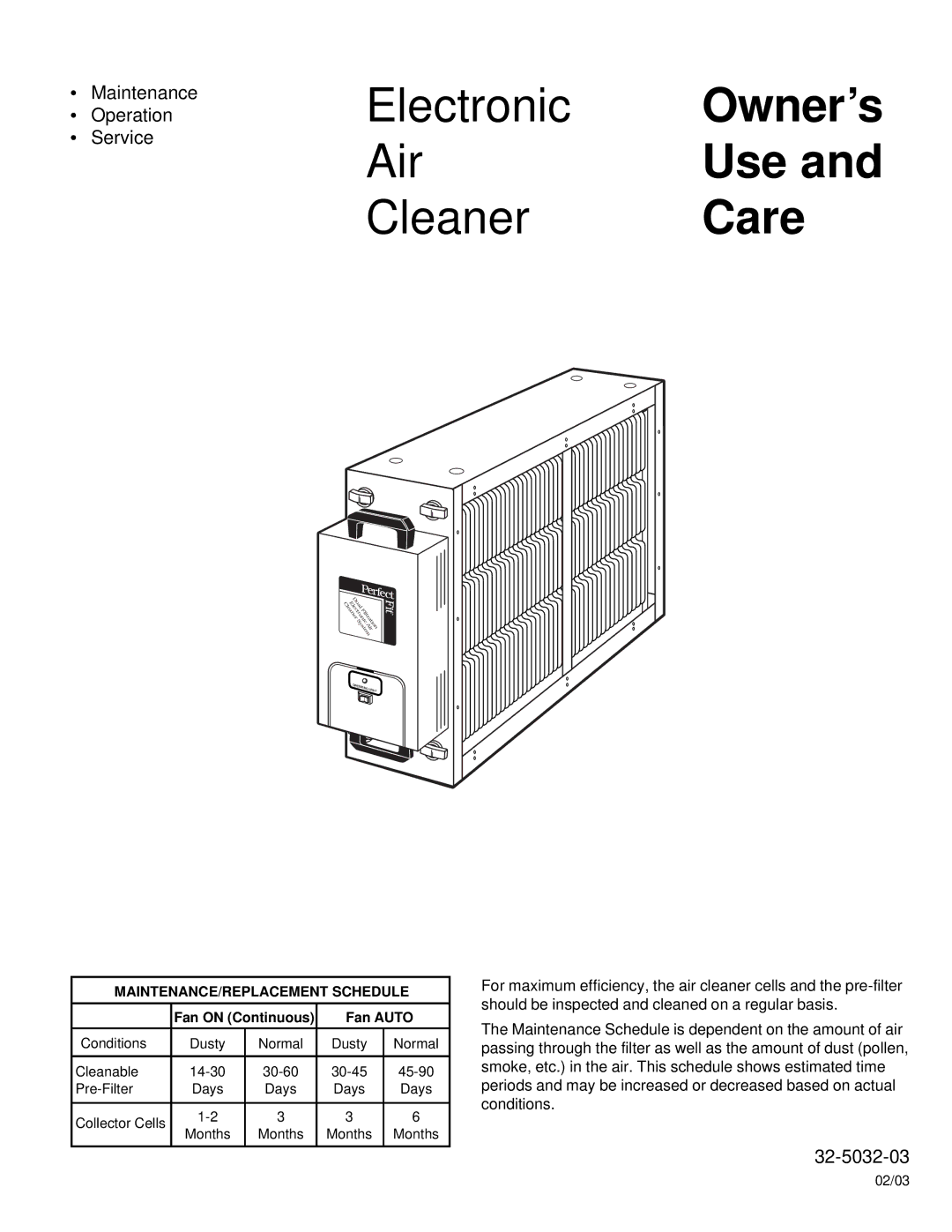 American Standard Electronic Air Cleaner manual AirUse 