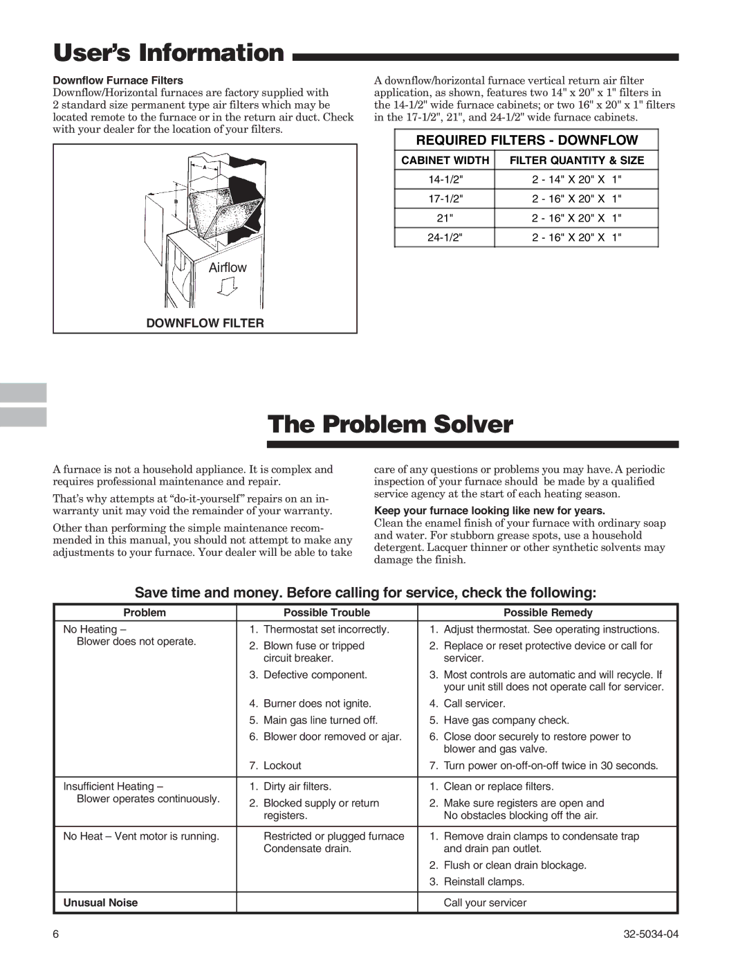 American Standard Gas Furnaces Problem Solver, Downflow Furnace Filters, Keep your furnace looking like new for years 