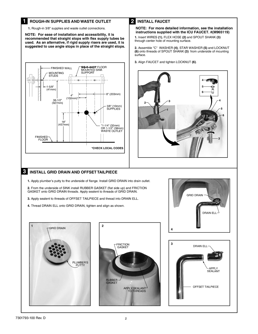 American Standard 9118.1 ROUGH-IN Supplies and Waste Outlet, Install Faucet, Install Grid Drain and Offset Tailpiece 